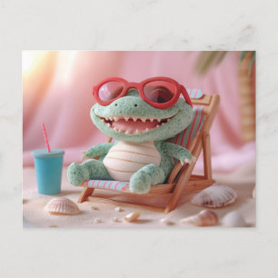 Carte Postale Vibes d'été : Crocodile de Plush de Chillin en vac