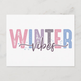 Carte Postale Vibes d'hiver - Typographie Pastel Soft