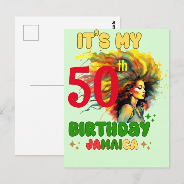Carte Postale Vibes d'île Jamaïque Anniversaire Fille Groupe Cor (Devant / Derrière)