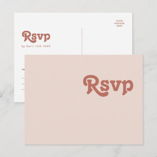 Carte Postale Vibes rétro simples   Blush Rose Wedding RSVP