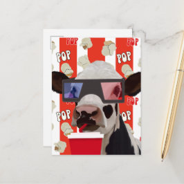 Carte Postale Vibes rétro Whimsical Popcorn Lover Cow