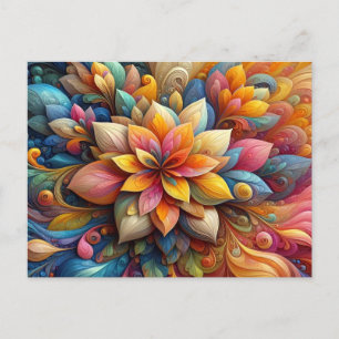Carte Postale Vibrant 3D Abstrait Floral Oil Texture Art