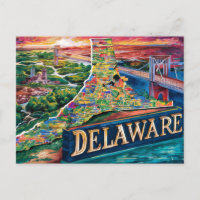 Vibrant Delaware Map Art