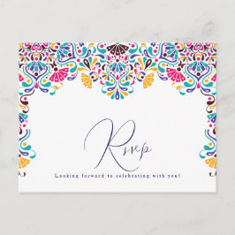 Carte Postale Vibrant mexicaine Fiesta Style Mariage arc-en-ciel