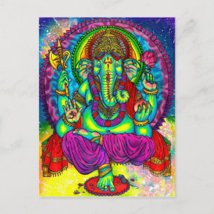 Carte Postale Vibrant peinture couleur Ganesh