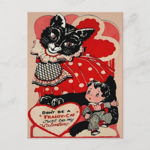 Carte postale Victorale vintage Valentine Cat