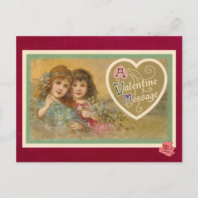 Carte postale Victorian A Valentine Message 2 Girl (Devant)