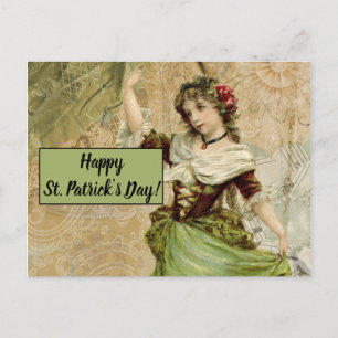 Carte Postale Victorian Dancing Girl in Green St. Patrick's Day