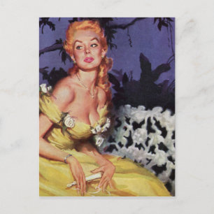 Carte Postale Victorian Lady Waiting on Bench