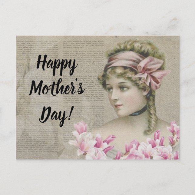 Carte Postale Victorian Steampunk Lady Pink Journal (Devant)