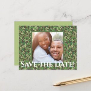 Carte Postale Victorian Vintage Green Ivy Enregistrer la date