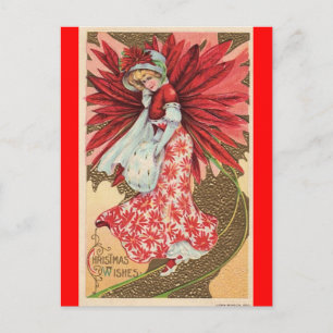 carte postale victorienne fée de Noël