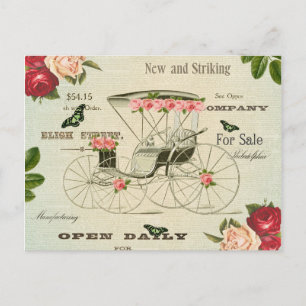 Carte postale victorienne vintage avec fleurs