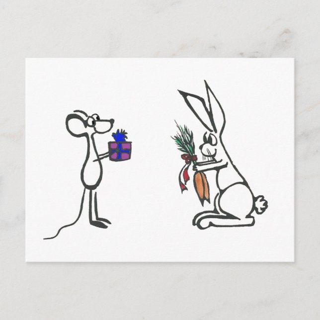 Carte postale vide de l'échange de cadeaux animaux (Devant)