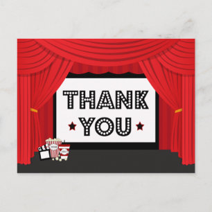 Carte Postale Vidéo écran et rideau fête d'anniversaire merci