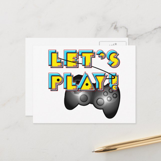 Carte Postale Video Games Day - Let's Play! (Devant/Arrière en situation)