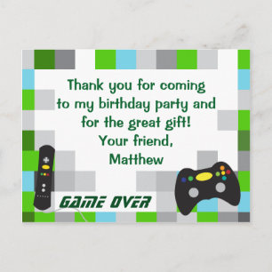 Carte Postale Vidéo Jeu Camion Anniversaire Merci de fête