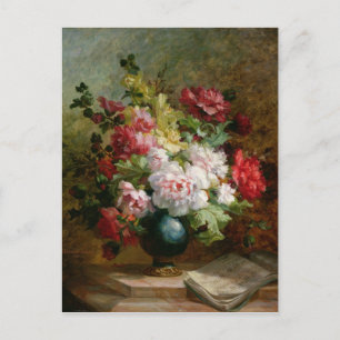 Carte Postale Vie continue avec fleurs et partitions