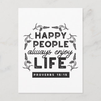 Carte Postale Vie heureuse avec la foi – Proverbes 15:15 Art