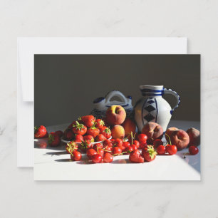 Carte Postale Vie morte avec fraises, pêches et cerises