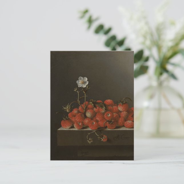 Carte Postale Vie morte avec fraises sauvages, 17e Art du C (Debout devant)