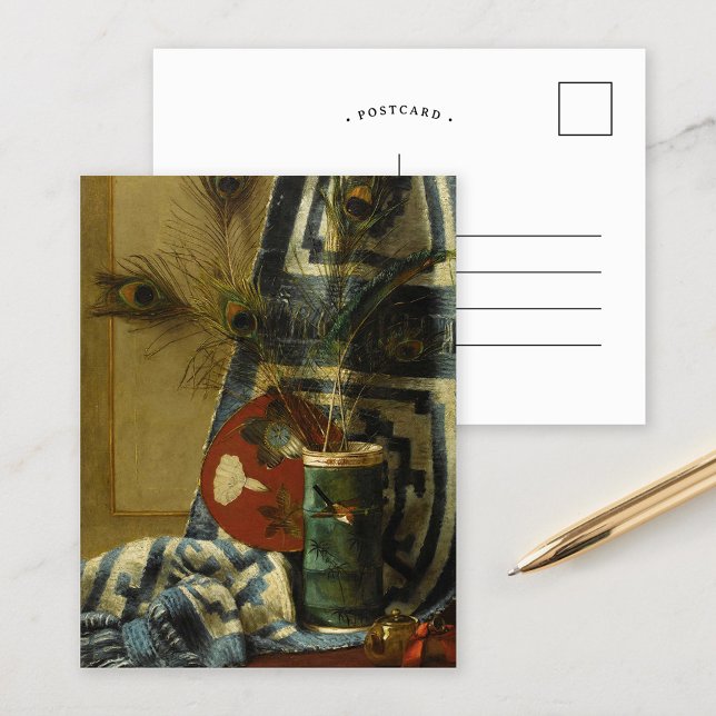 Carte Postale Vie morte avec plumes de paon (Créateur téléchargé)