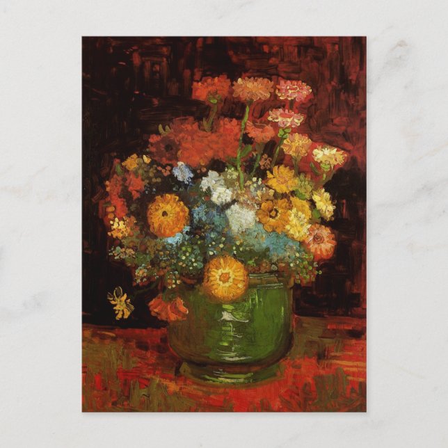 Carte Postale Vie morte avec Zinnias Van Gogh Art (Devant)