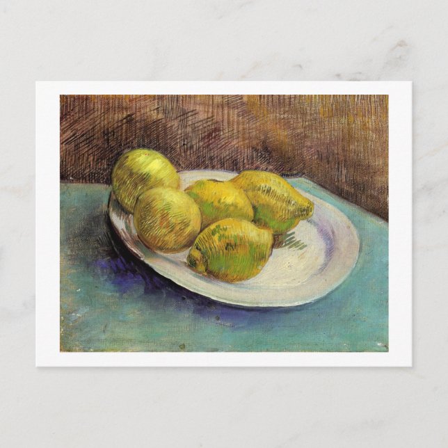 Carte Postale Vie morte, citrons sur plaque, art raffiné Van Gog (Devant)