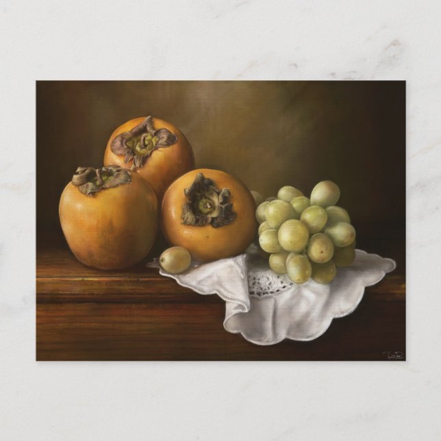 Carte Postale Vie morte classique avec persimmons et art du rais (Devant)