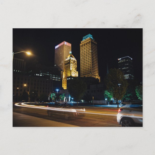 Carte Postale Vie nocturne en centre-ville (Tulsa, OK) (Devant)