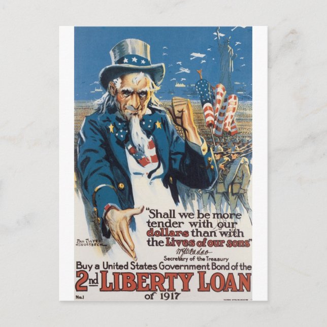 Carte Postale Vieille affiche de guerre des États-Unis de "Oncle (Devant)