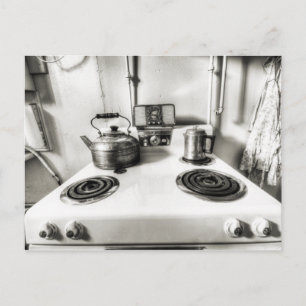 Carte Postale Vieille cuisinière avec bouilloire à thé Antique S