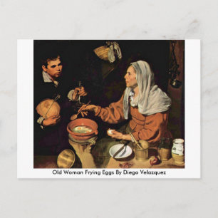 Carte Postale Vieille femme faisant frire des œufs par Diego Vel