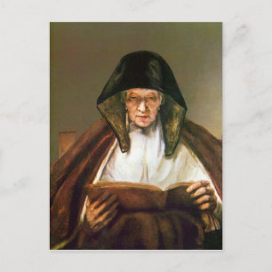 Carte Postale Vieille femme, lecture par Rembrandt