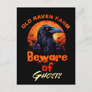 Carte Postale Vieille Raven Halloween effrayant