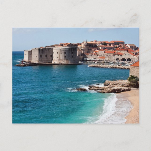 Carte Postale Vieille ville de Dubrovnik et mer Adriatique (Devant)
