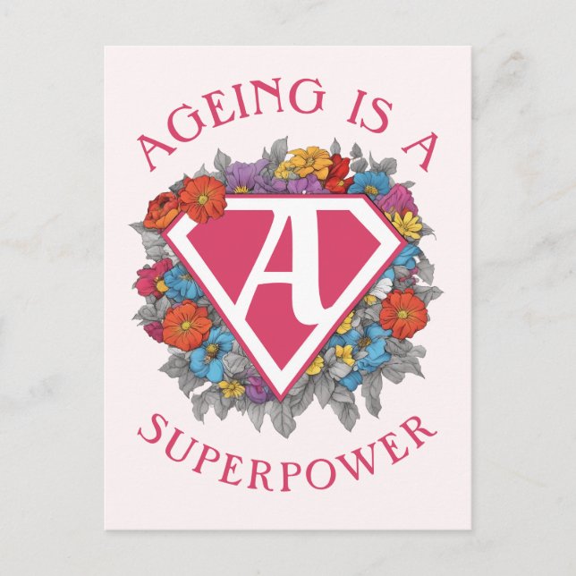 Carte Postale Vieillir est un anniversaire de superpuissance (Devant)