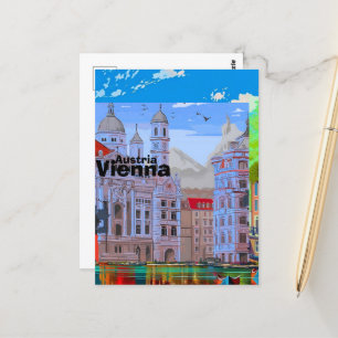 Carte Postale Vienna Travel Postcard Art, Austria Travel Art, Vi