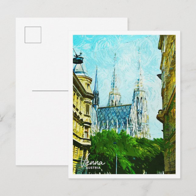Carte Postale Vienne Autriche Belle Peinture à huile ville (Devant / Derrière)
