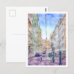 Carte Postale Vienne Autriche célèbre Travel Place Aquarelle
