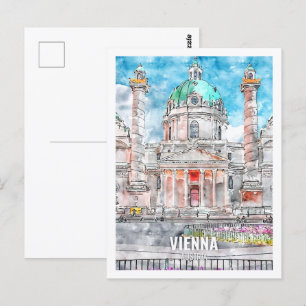 Carte Postale Vienne Autriche célèbre Travel Place Aquarelle