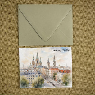 Carte Postale Vienne Autriche Panorama Voir la peinture aquarell