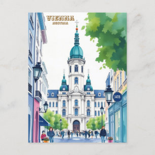 Carte Postale Vienne Autriche peinture aquarelle moderne