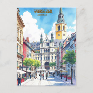 Carte Postale Vienne Autriche peinture aquarelle moderne