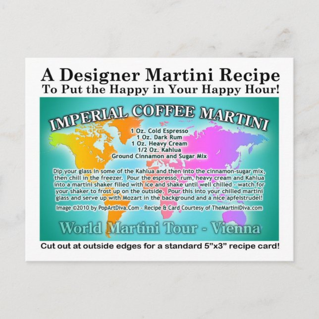 Carte Postale Vienne, Imperial Coffee World Tour Martini Recette (Devant)