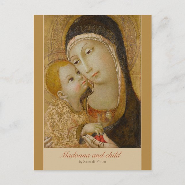Carte Postale Vierge à l'enfant de la Tendresse de Sano di Pietr (Devant)
