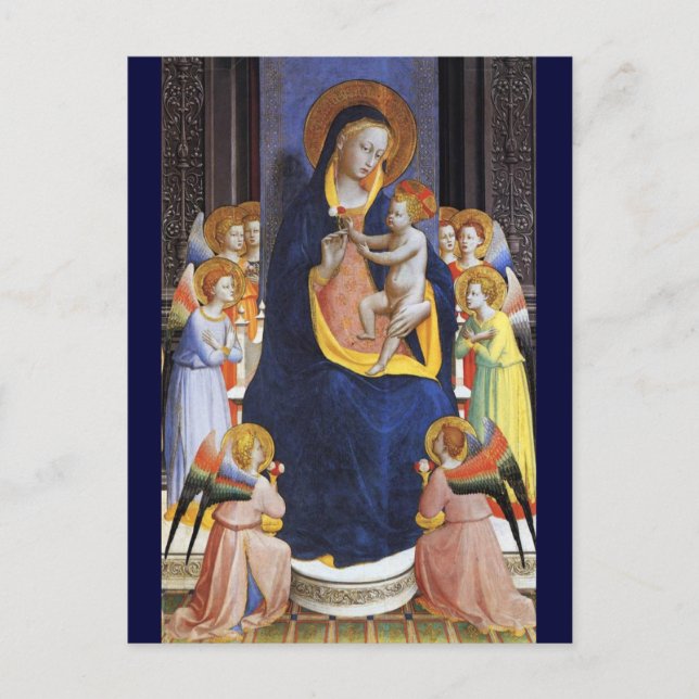 CARTE POSTALE VIERGE AVEC ENFANT, ANGELS ET SAINTS (Devant)