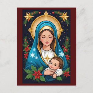Carte Postale Vierge catholique chrétienne Marie Noël