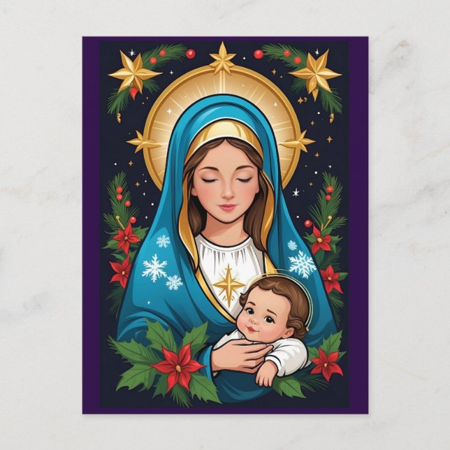 Carte Postale Vierge catholique chrétienne Marie Noël (Devant)