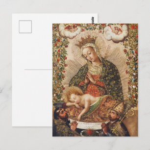 Carte Postale Vierge de l'école cuzquénienne adorant l'enfant Jé